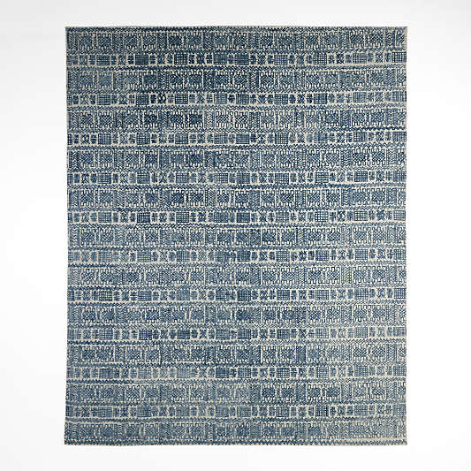 Girona Wool Handwoven Blue Area Rug 9'x12'