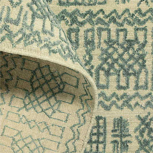 Girona Wool Handwoven Green Area Rug 9'x12'