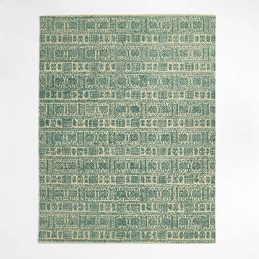 Girona Wool Handwoven Green Area Rug 9'x12'