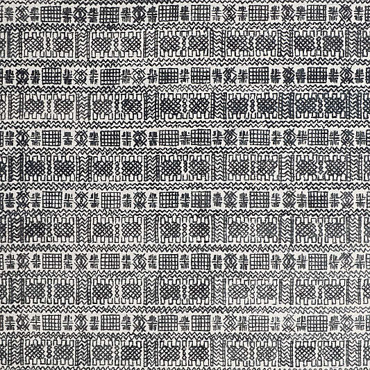 Girona Wool Handwoven Ivory and Black Area Rug 8'x10'