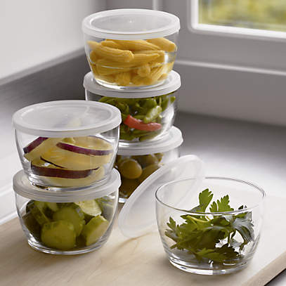 Clear Glass Storage Bowls with Plastic Lids, 5 in.