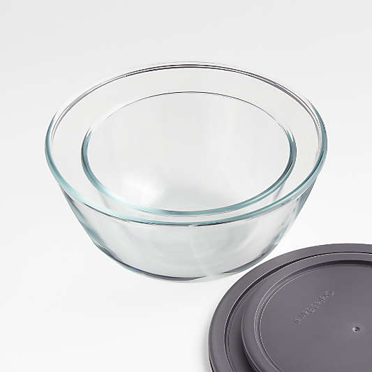 Kitchen Glass Bowls with Lids, Set of 2