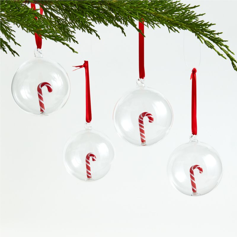 Glass Candy Cane Christmas Tree Ornaments, Set of 4 - image 0 of 3