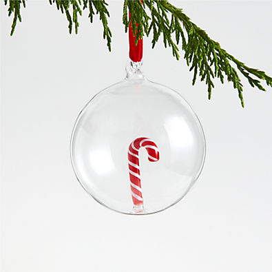 View Glass Candy Cane Christmas Tree Ornament details