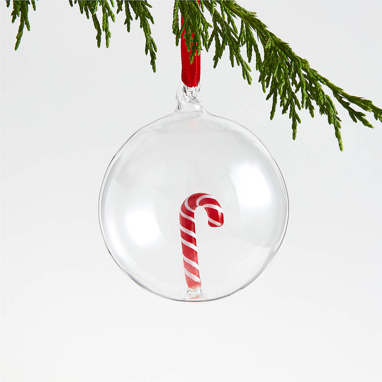 Glass Candy Cane Christmas Tree Ornament + Reviews Crate & Barrel