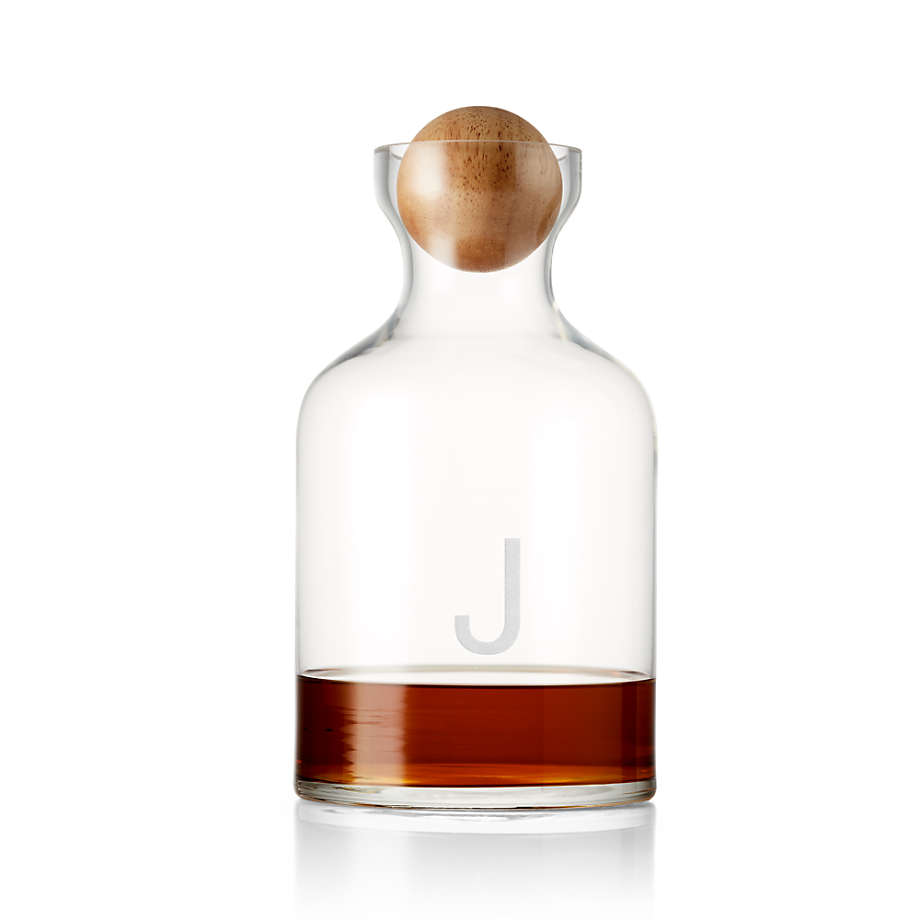 "J" Monogrammed Glass Decanter with Wood Stopper + Reviews Crate and