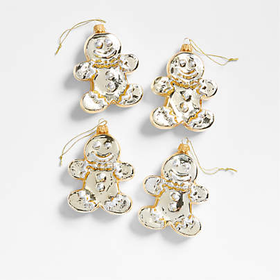 Glass Gingerbread Christmas Tree Ornament, Set of 4