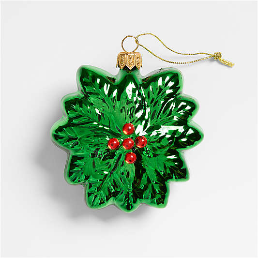 Glass Holly Christmas Tree Ornament