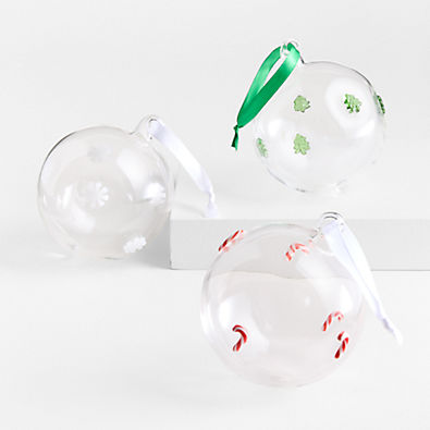 View Glass Icon Ball Christmas Ornaments, Set of 3 details