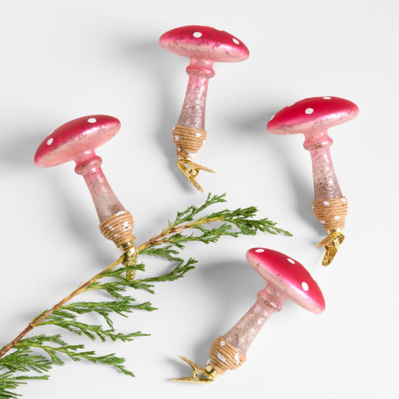 Glass Mushroom Christmas Ornaments, Set of 4 - image 0 of 2