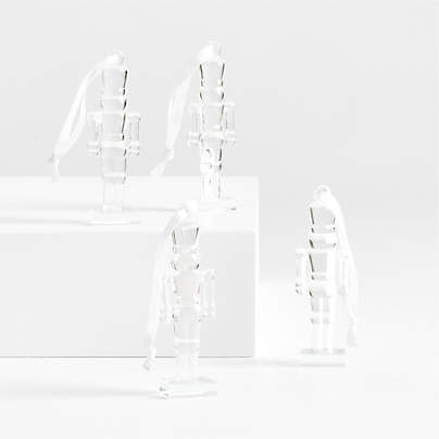 Glass Nutcracker Christmas Tree Ornament, Set of 4