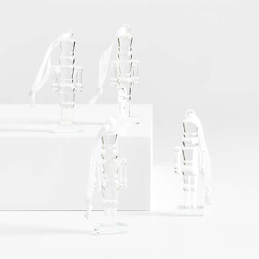 Glass Nutcracker Christmas Tree Ornament, Set of 4