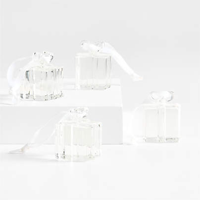 Glass Present Christmas Tree Ornament, Set of 4