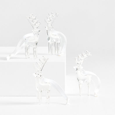 View Glass Reindeer Christmas Tree Ornament, Set of 4 details