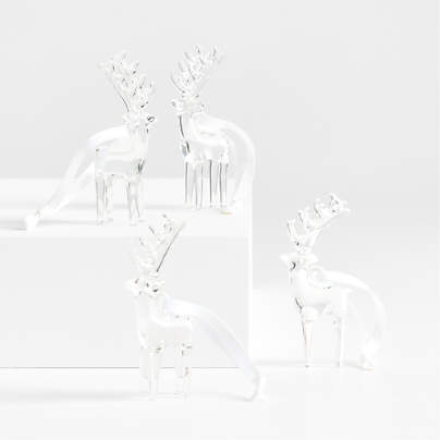 Glass Reindeer Christmas Tree Ornament, Set of 4