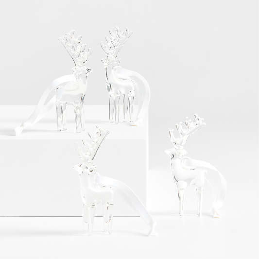 Glass Reindeer Christmas Tree Ornament, Set of 4
