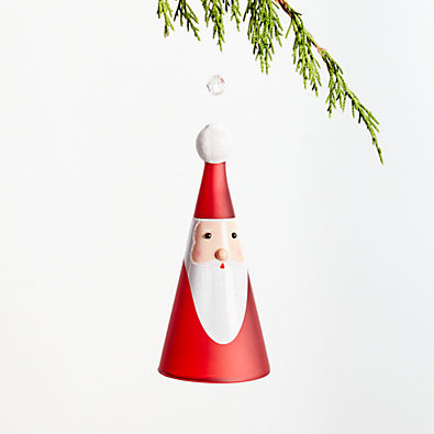 View Red Glass Santa Bell Christmas Tree Ornament details