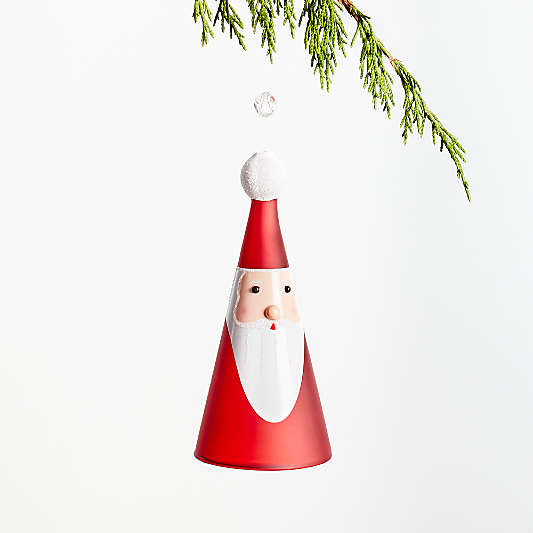 Red Glass Santa Bell Christmas Tree Ornament