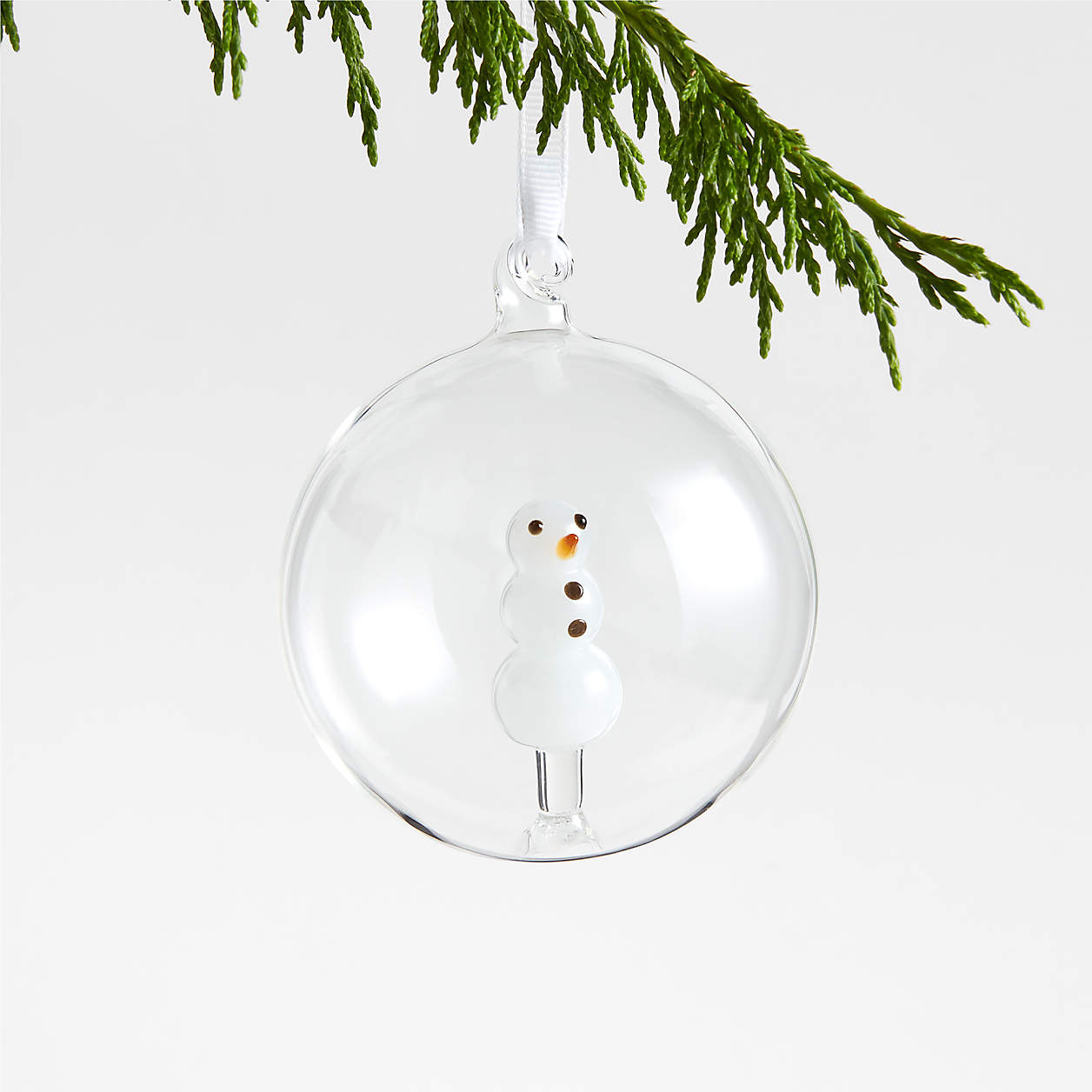Glass Snowman Christmas Tree Ornament + Reviews Crate & Barrel