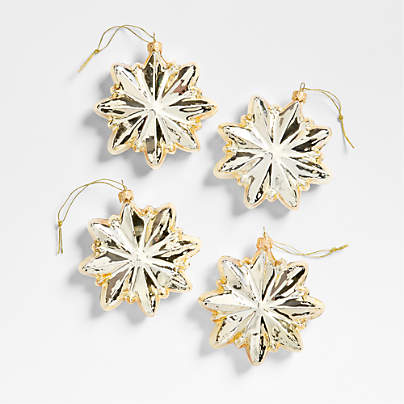 Glass Star Christmas Tree Ornament, Set of 4