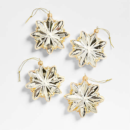 European Glass Star Christmas Tree Ornament, Set of 4