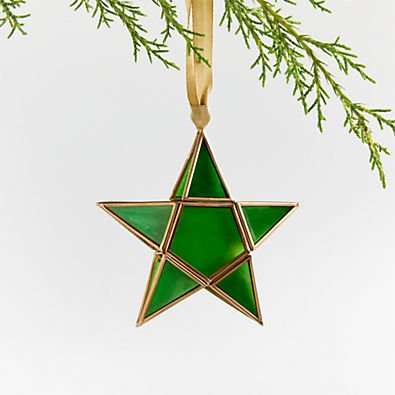 View Green Glass Star Christmas Tree Ornament details