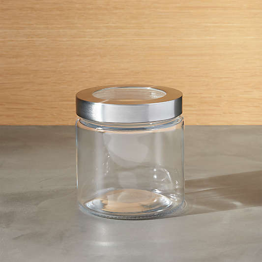 Extra Small Glass Storage Canister with Stainless Steel Lid