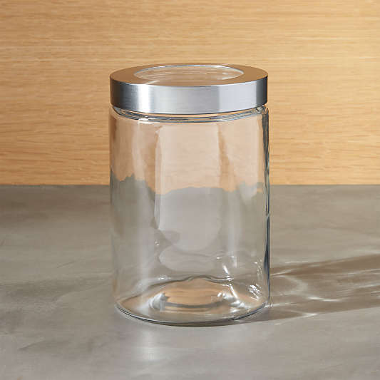 Small Glass Storage Canister with Stainless Steel Lid