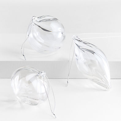 View Glass Swirl Christmas Ornaments, Set of 3 details