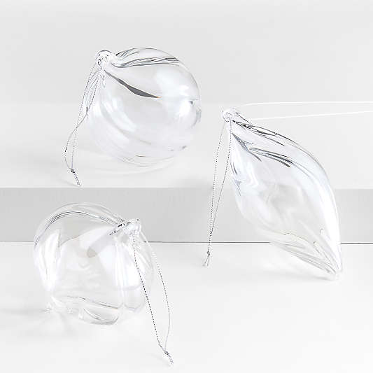 Glass Swirl Christmas Ornaments, Set of 3