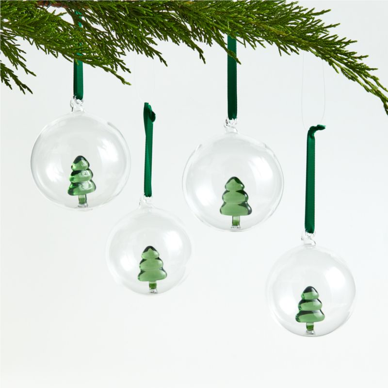 Glass Tree Christmas Ornaments, Set of 4 - image 0 of 3