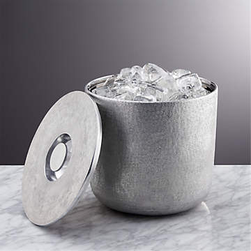Mid-Century Ice Bucket in the Form of Ice Cube with Handle Formed as Ice  Tongs