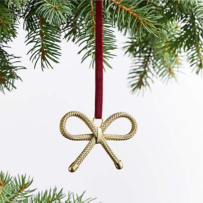 Gold Beaded Metal Bow Christmas Tree Ornament