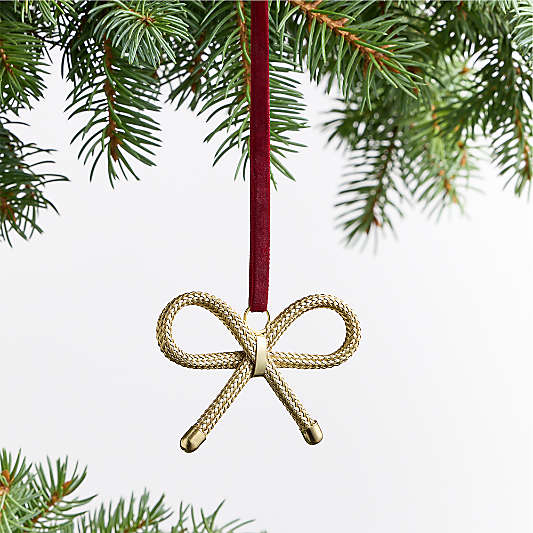 Gold Metal Bow Christmas Tree Ornament