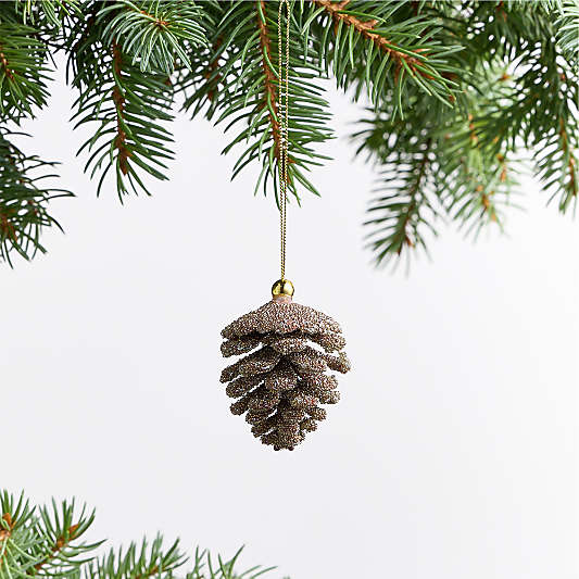 Gold Beaded Glitter Pinecone Christmas Ornament