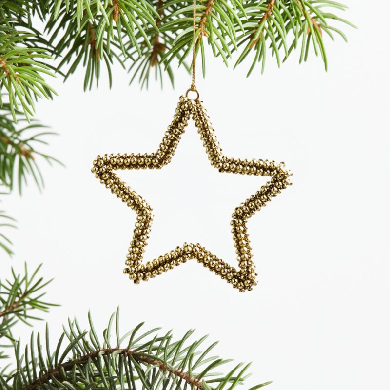 Gold Beaded Star Christmas Tree Ornament Set of 4 - image 1 of 2