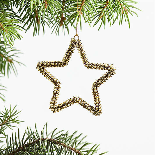 Gold Beaded Star Christmas Tree Ornament