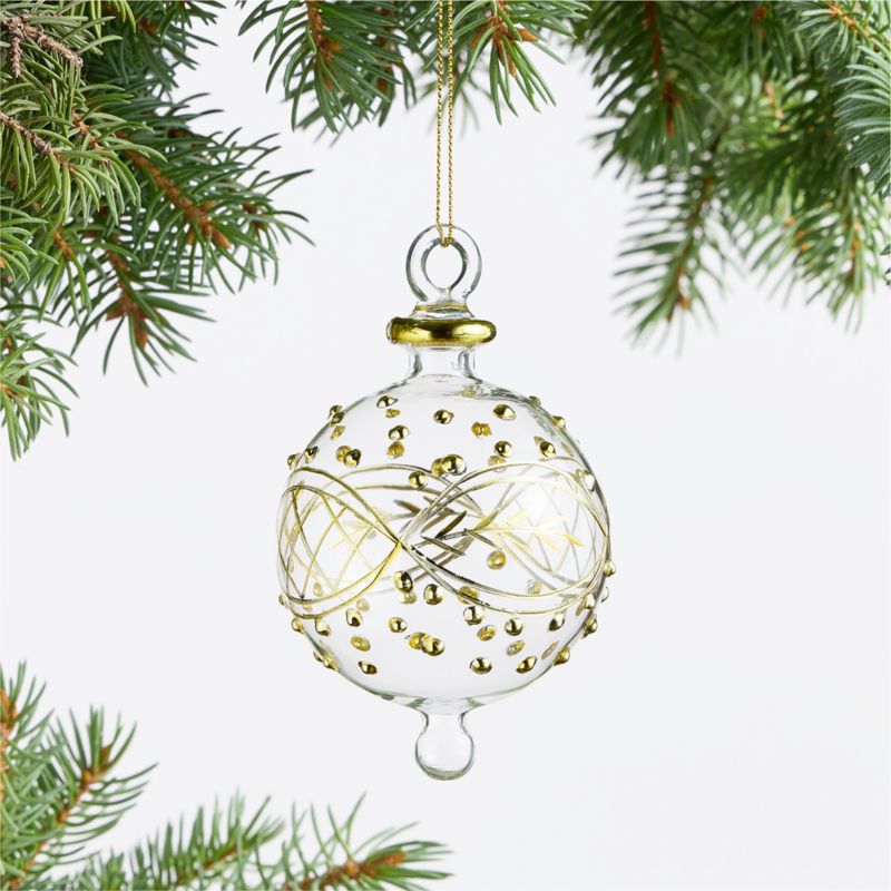 Gold and Clear Glass Ball Christmas Tree Ornament, Set of 4 - image 1 of 6