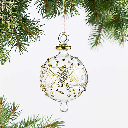 Gold and Clear Glass Ball Christmas Tree Ornament