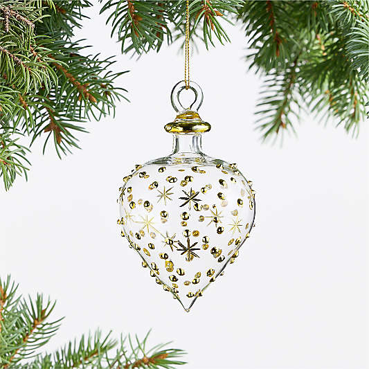 Gold and Clear Glass Onion Christmas Tree Ornament