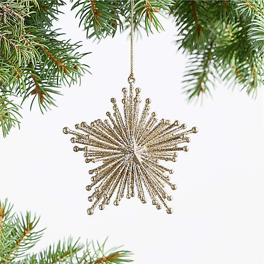 Gold Glitter Starburst Christmas Ornament