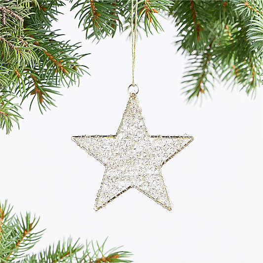 Gold Tinsel Star Christmas Tree Ornament