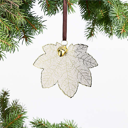Gold Maple Leaf with Accorn Christmas Tree Ornament
