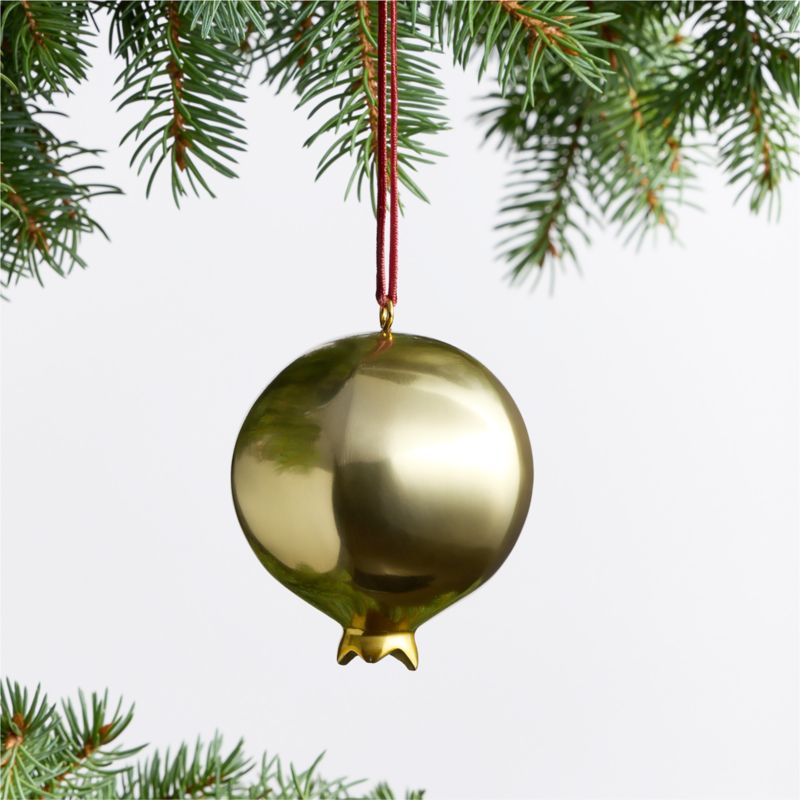 Gold Metal Pomegranate Christmas Tree Ornament Set of 4 - image 1 of 2