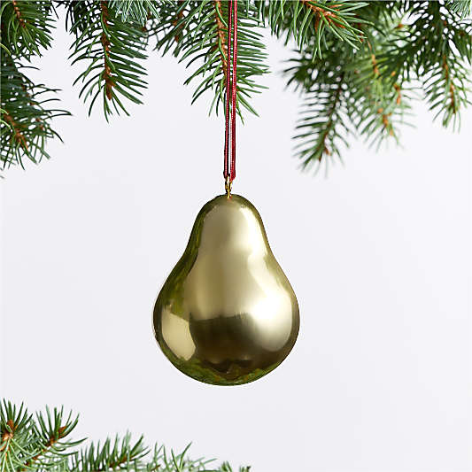 Gold Metal Pear Christmas Tree Ornament