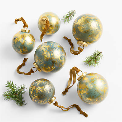 Gold Patina Christmas Tree Ornament, Boxed Set of 6