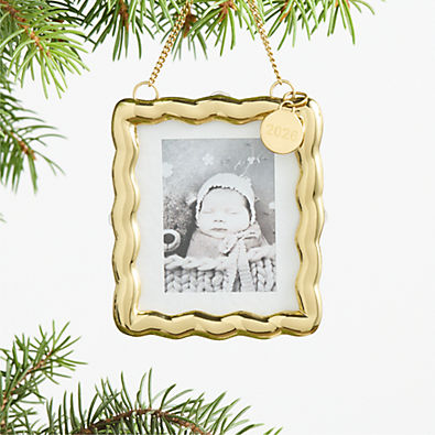 View Gold Scalloped 2026 Frame Christmas Tree Ornament details