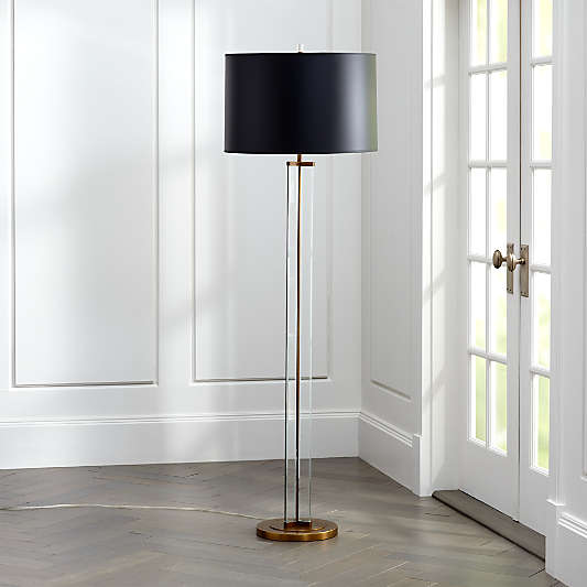 Gleam Crystal/Brass Black Shade Floor Lamp