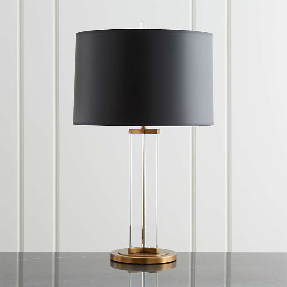 Gleam Crystal Brass Black Shade Table, Brass Buffet Lamps With Black Shades