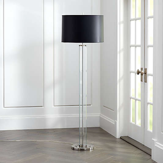 Gleam Crystal/Nickel Black Shade Floor Lamp